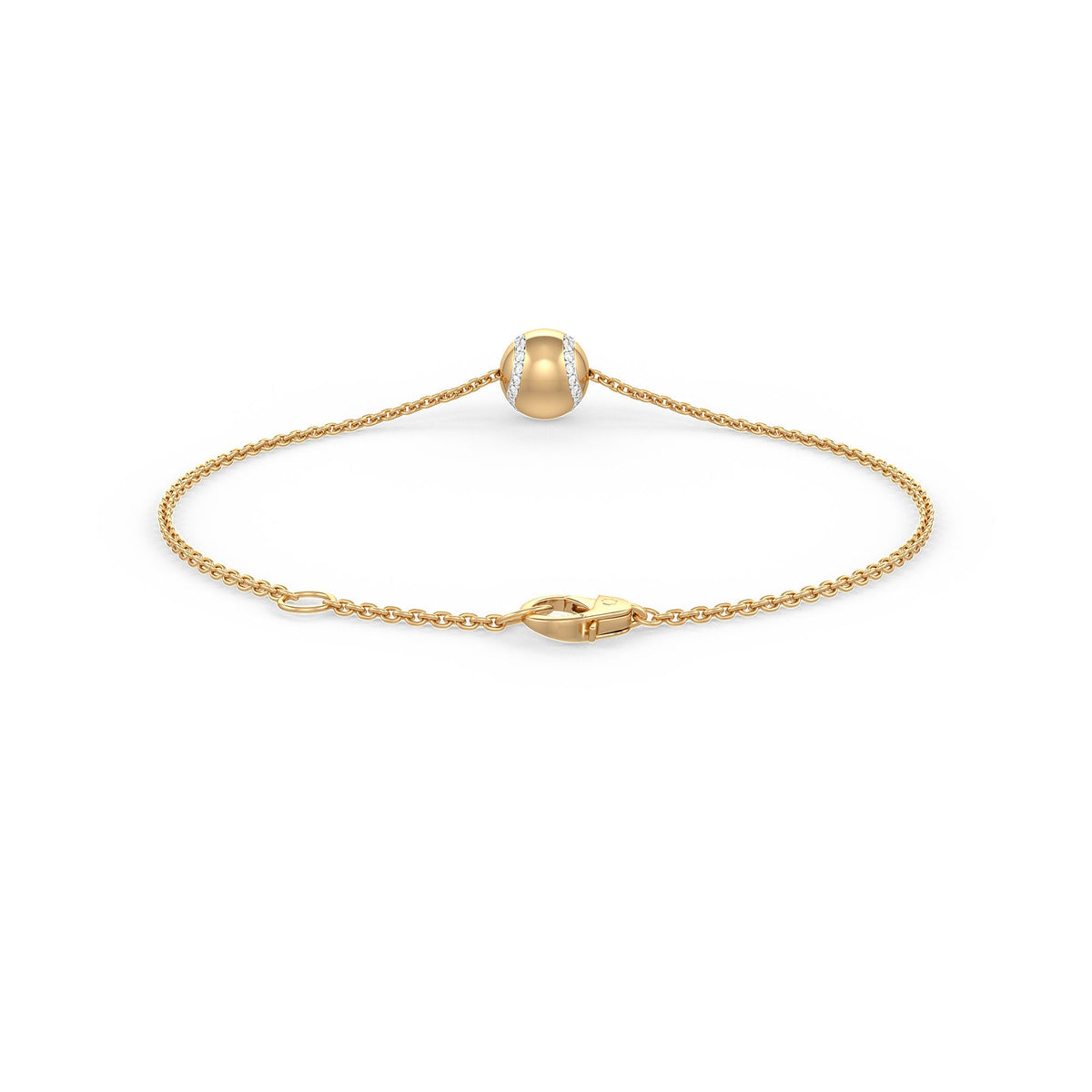 Beautiful bracelet with a single pearl on a white background