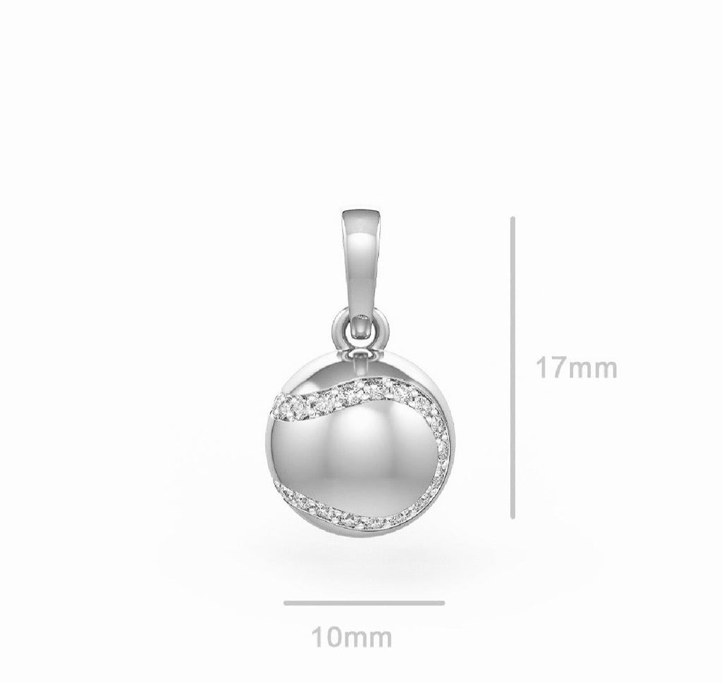 Diamond Tennis Ball Pendant in White Gold 0.25ct (without chain)