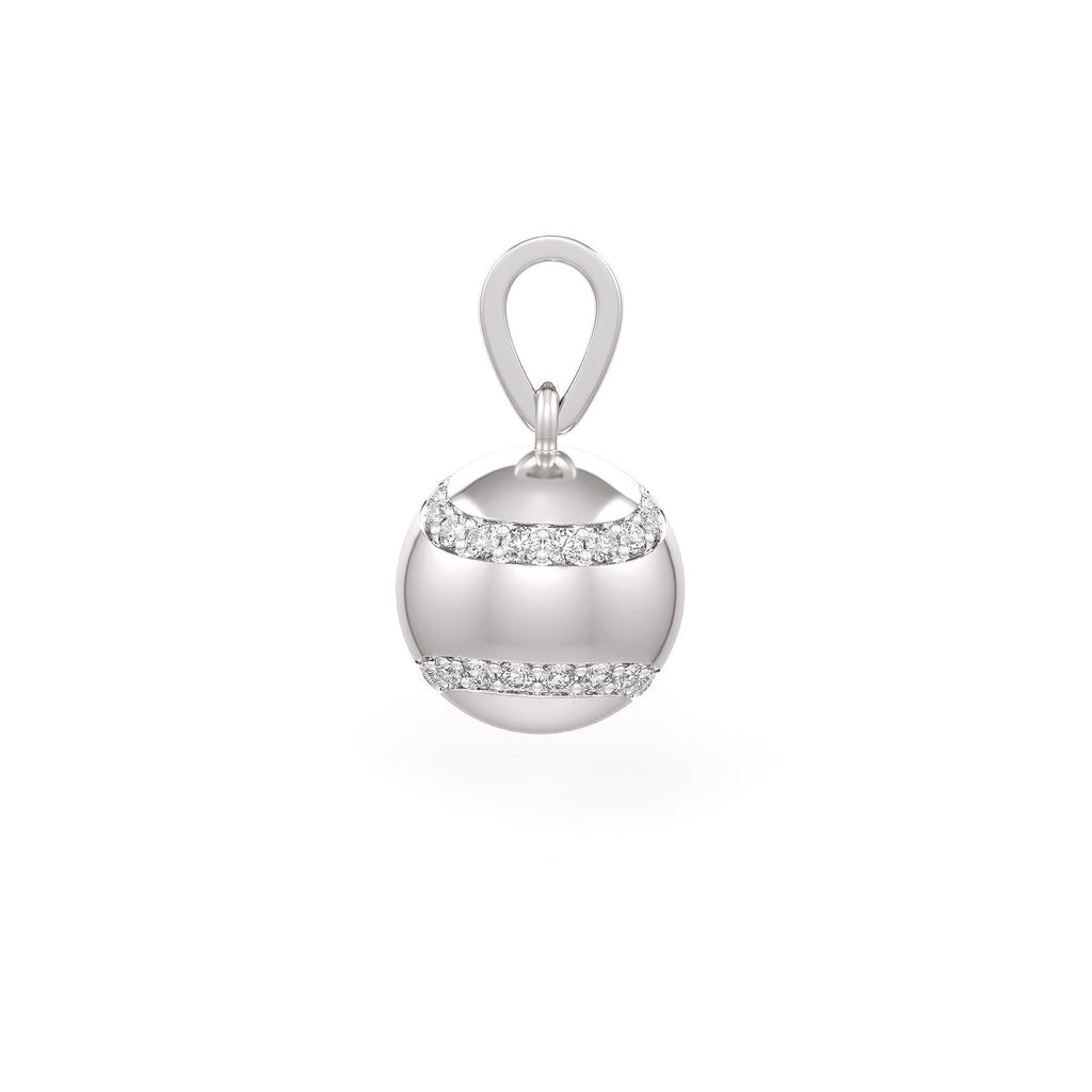Diamond Tennis Ball Pendant in White Gold 0.25ct (without chain)