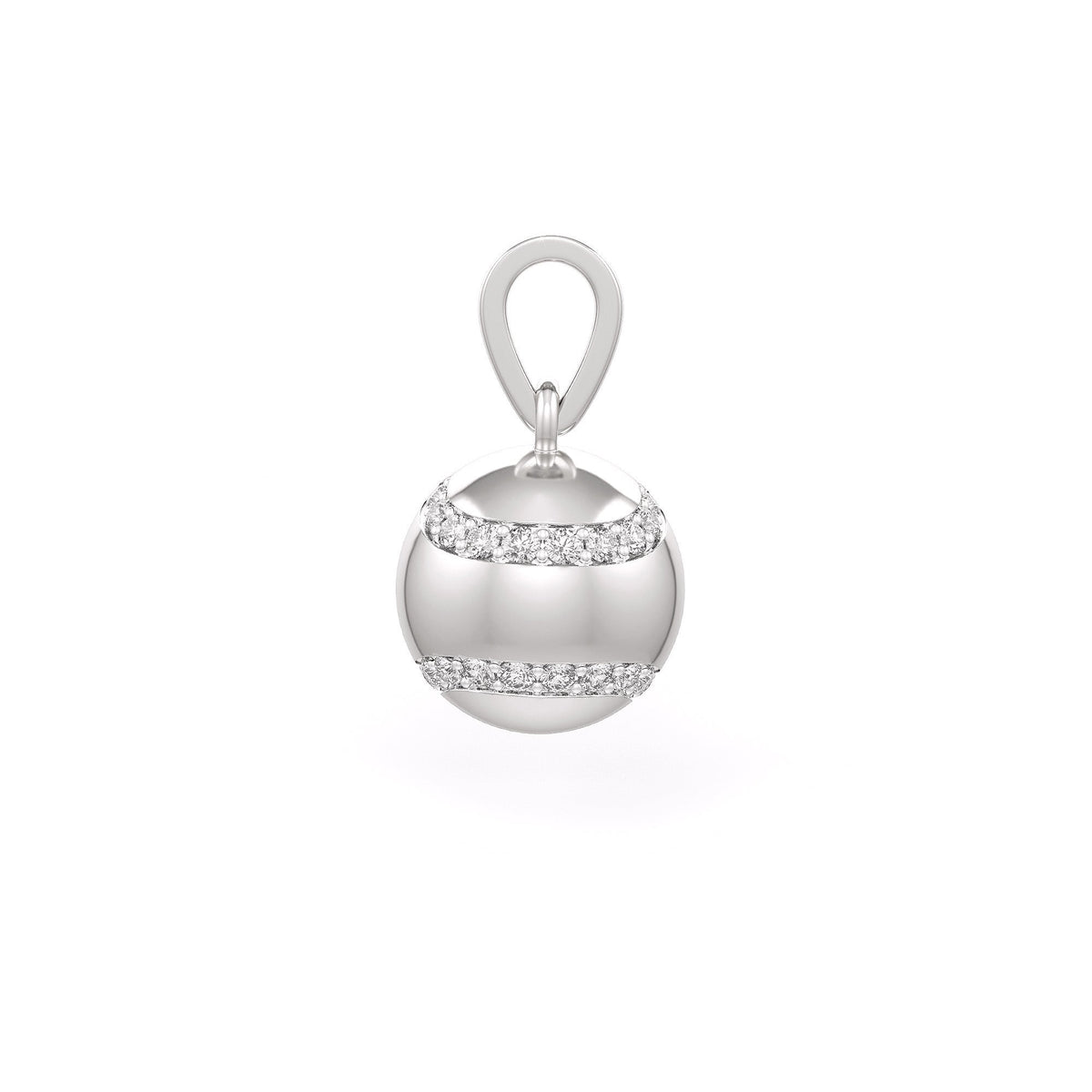 Diamond Tennis Ball Pendant in White Gold 0.25ct (without chain)