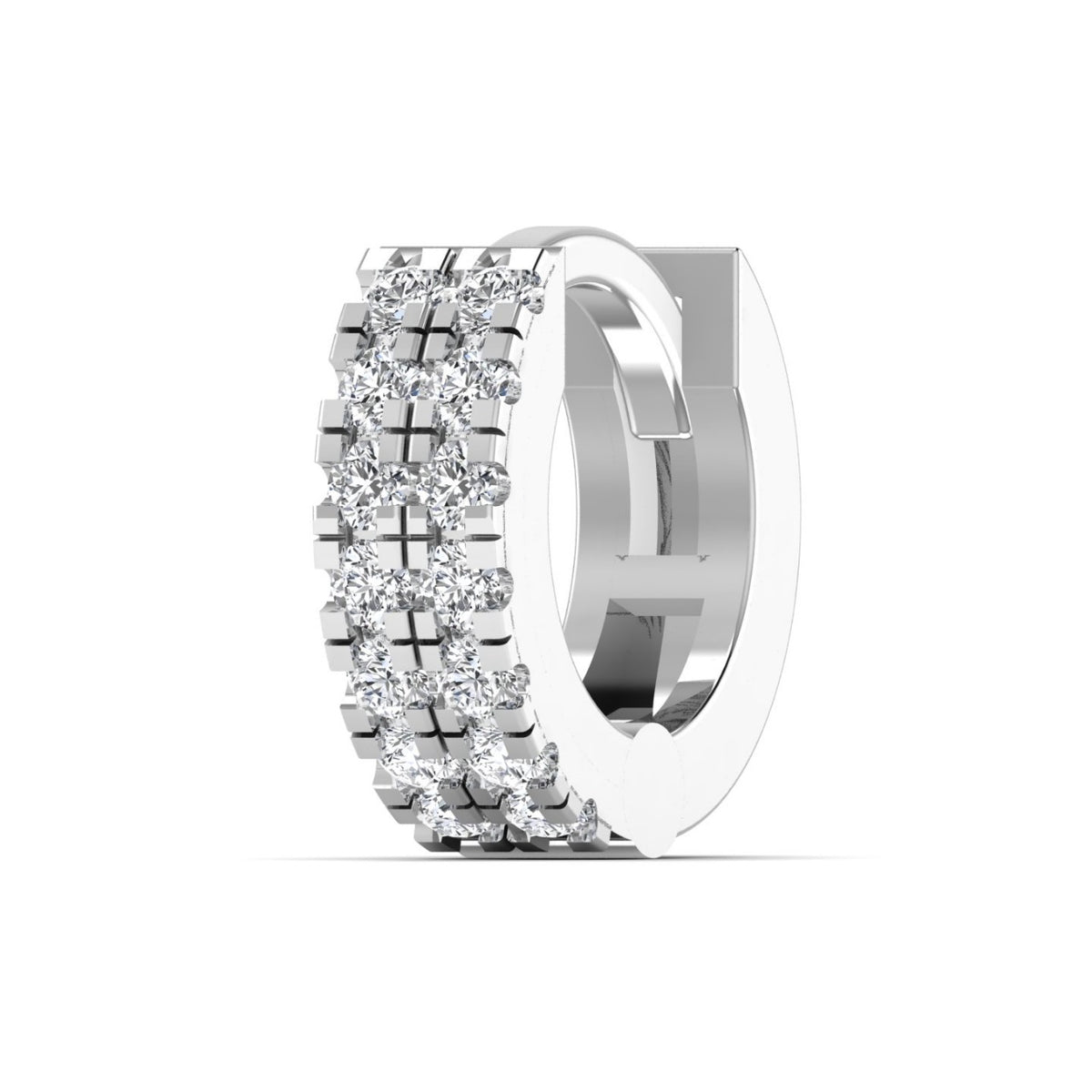 Radiant double row diamond cartilage hoop