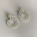 Intricate Diamond Hoop Earrings White Gold