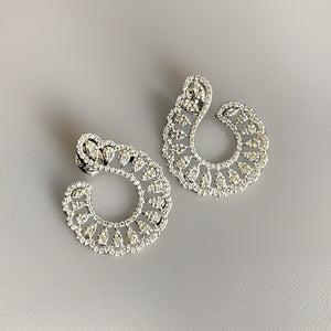 Diamond Earrings Hoop in 18ct White Gold intricate frill