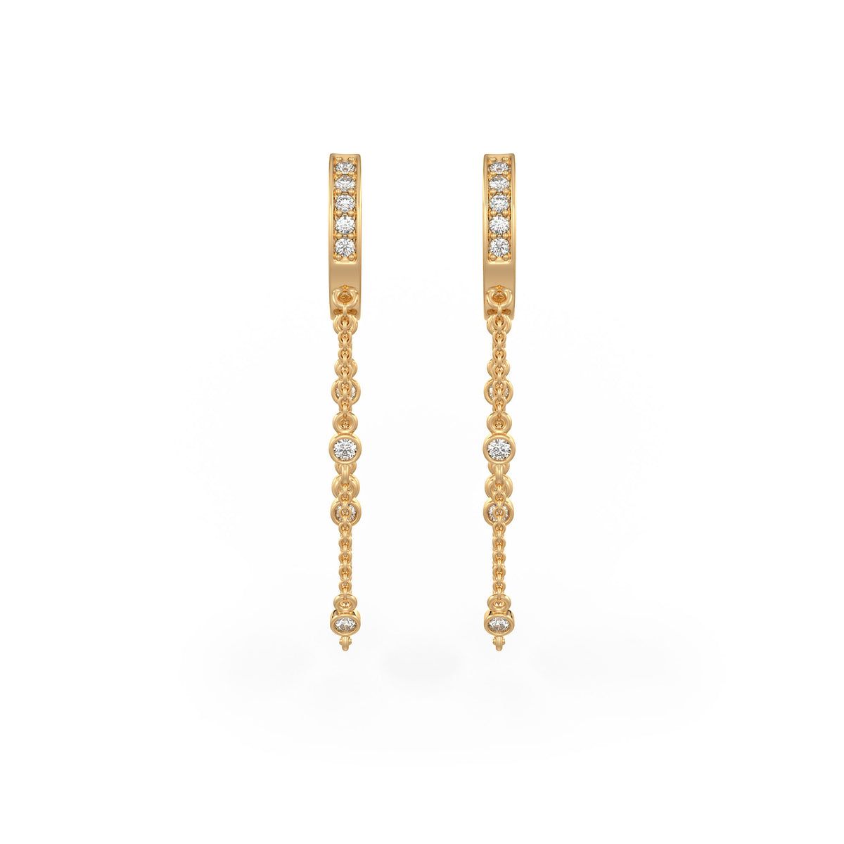 18ct yellow gold chain hoop earrings