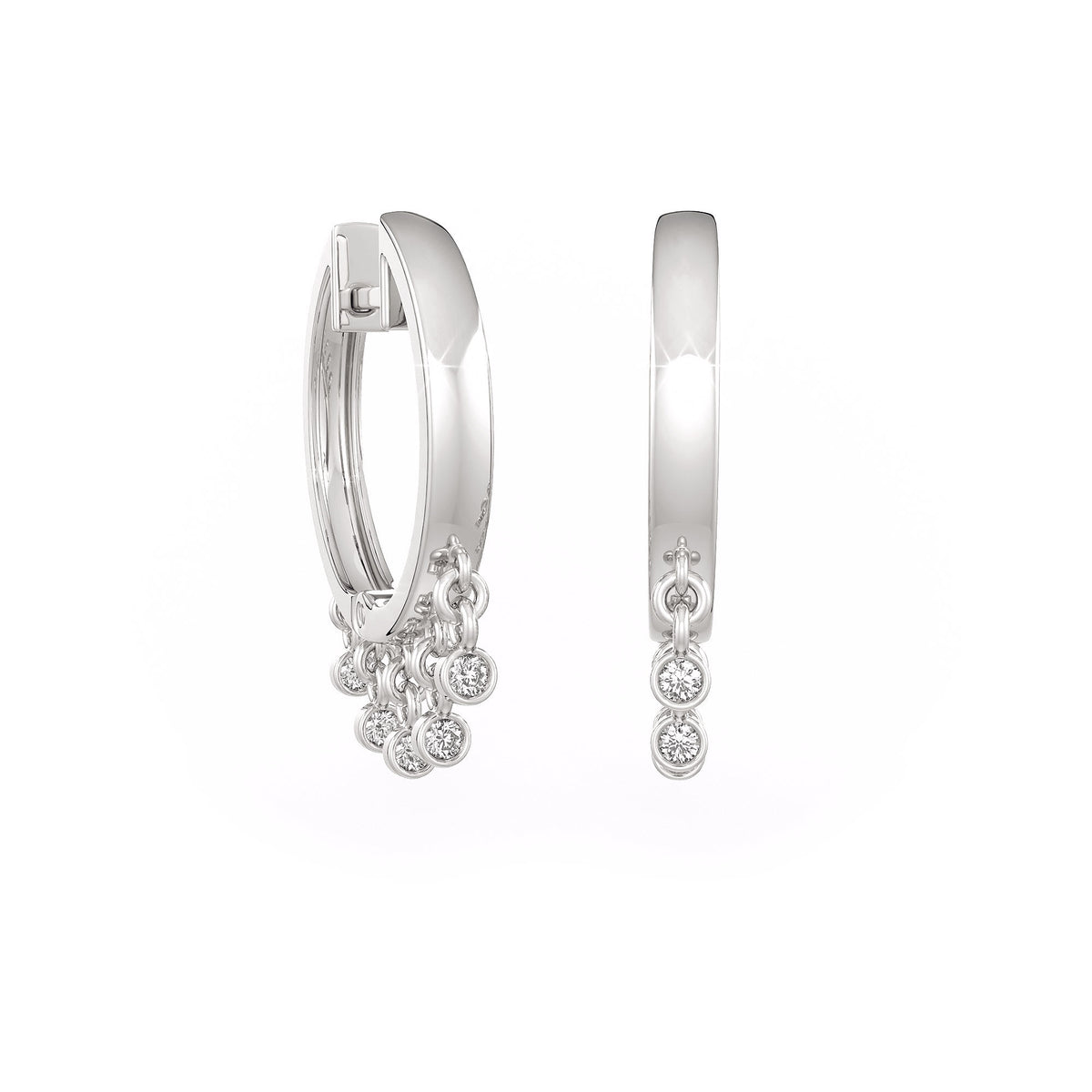 Luxury Dewdrop diamond hoops in 18ct gold earrings