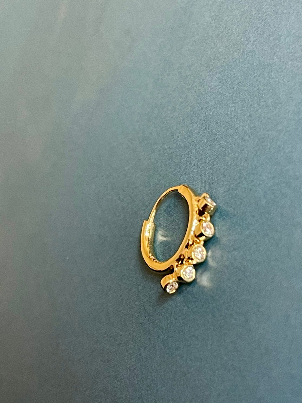 Diamond Nose Hoop Ring in 18ct Yellow Gold Bezel Charms