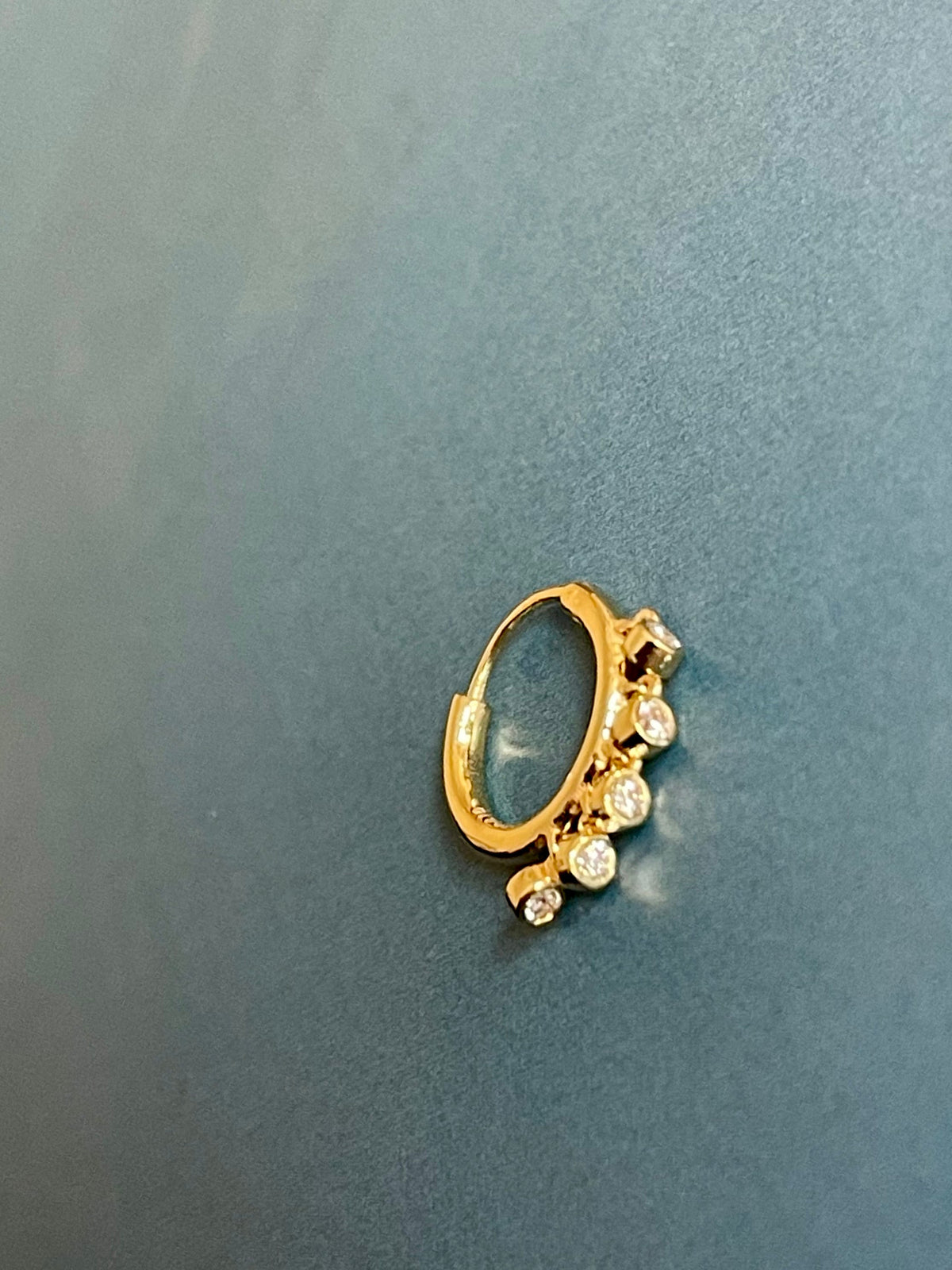 Diamond Nose Hoop Ring in 18ct Yellow Gold Bezel Charms