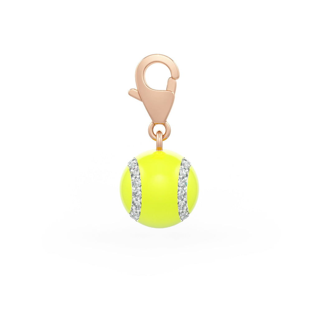 Diamond Tennis Ball Charm 0.25ct in Rose Gold Enamel