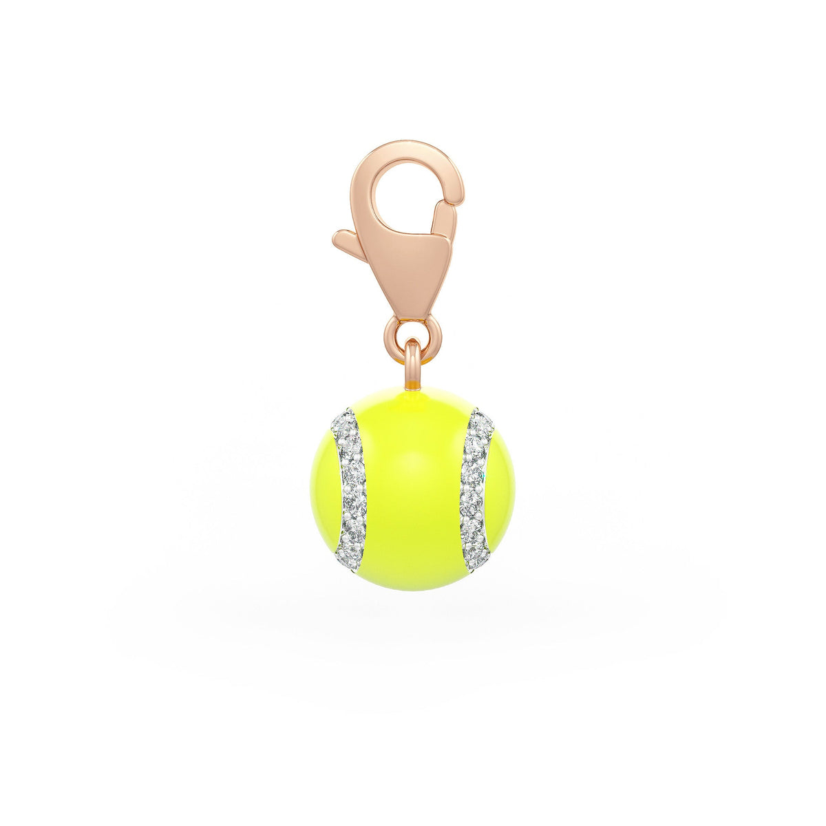 Diamond Tennis Ball Charm 0.25ct in Rose Gold Enamel