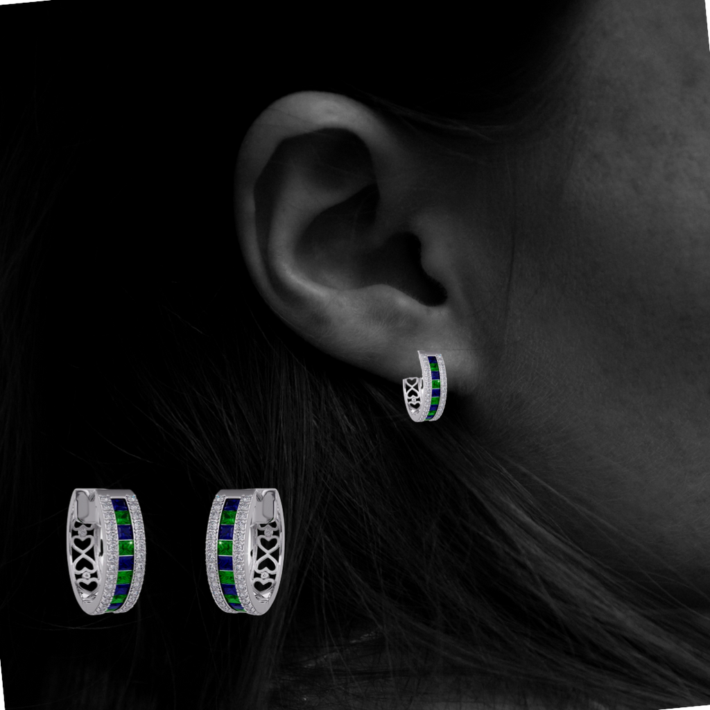 Luxury diamond sapphire hoop earrings