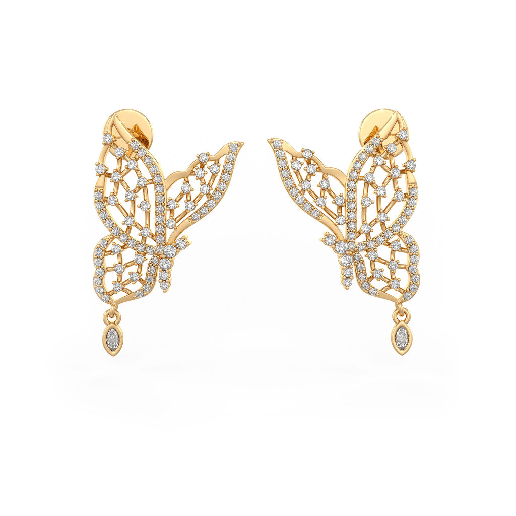 Butterfly diamond earrings F G VS1 gold