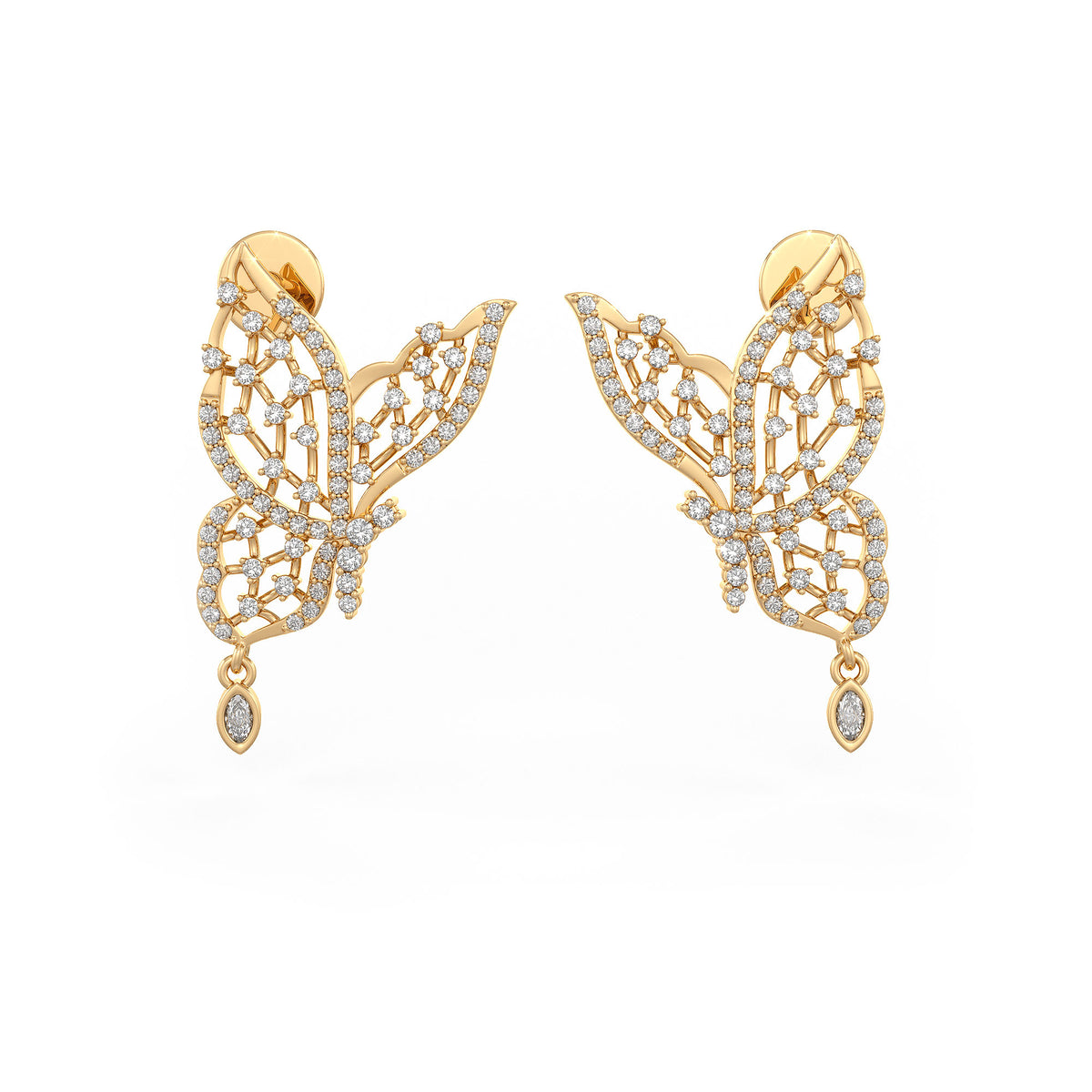 Butterfly diamond earrings F G VS1 gold