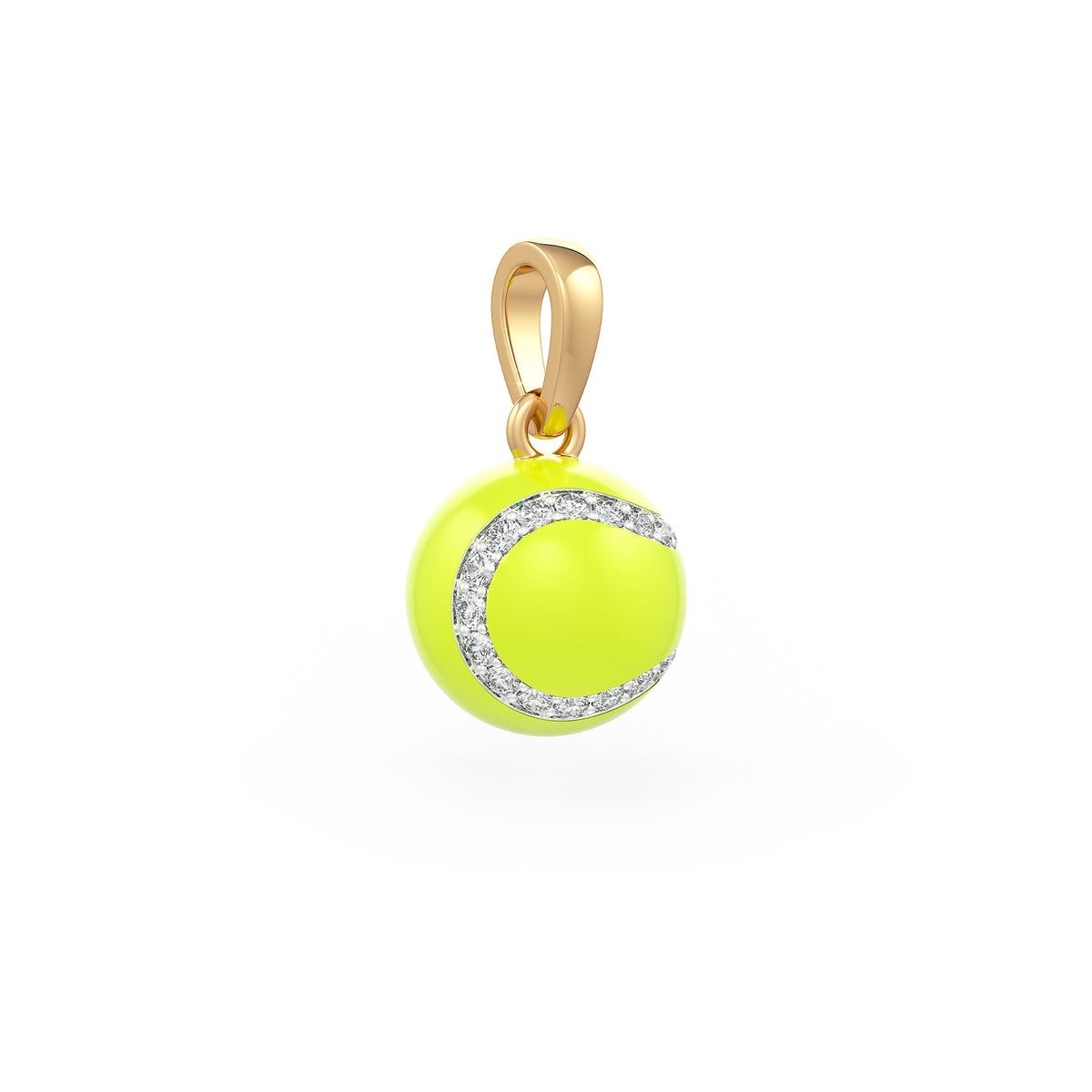 Diamond Tennis Ball Pendant in Yellow Gold 0.25ct (without chain) with Enamel