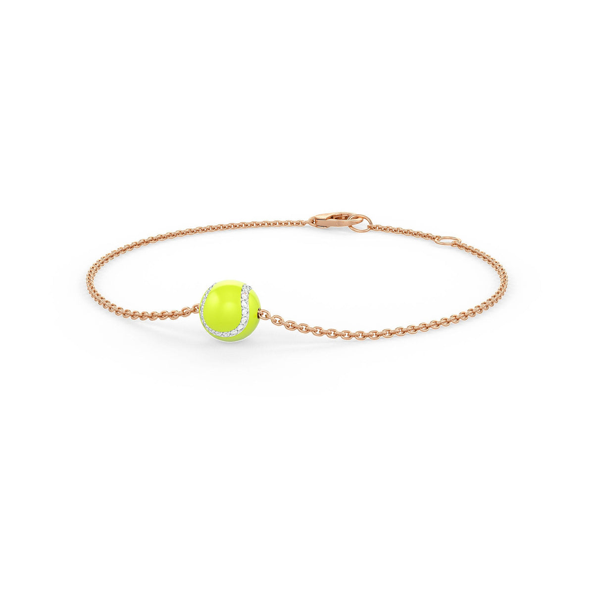 Diamond Tennis Ball Bracelet in Rose Gold 0.25ct Enamel