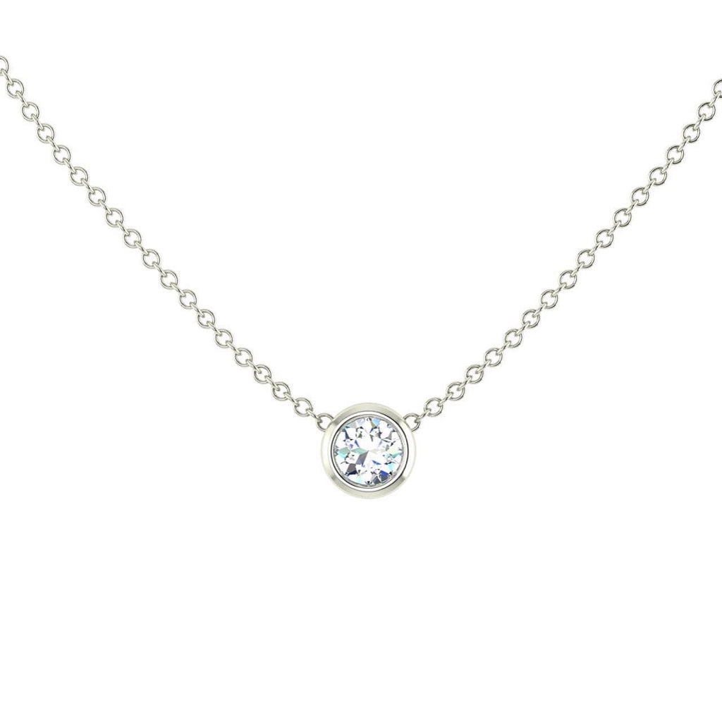  Collana con diamante solitario in oro bianco 18 carati