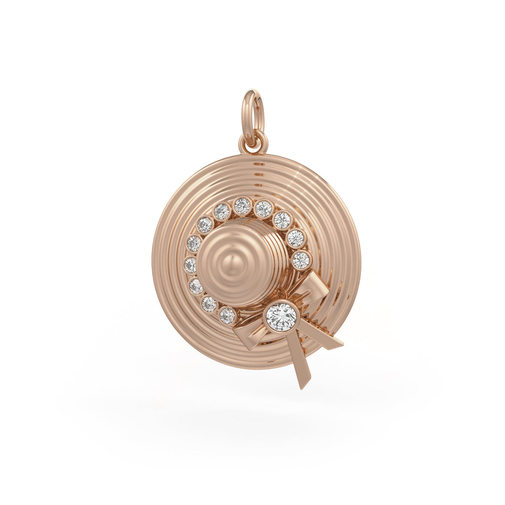Diamond Charm Hat in 18ct Rose Gold Jane Austen Homage Gold Pendant