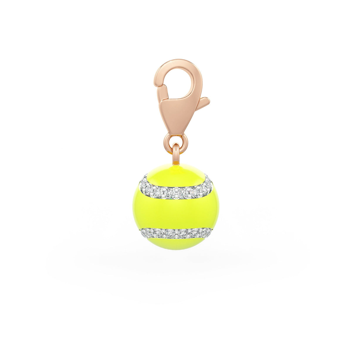 Diamond Tennis Ball Charm 0.25ct in Rose Gold Enamel