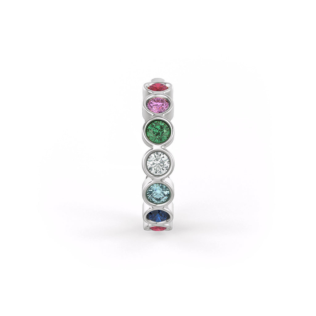 Ruby Sapphire Diamond Hoop Earrings