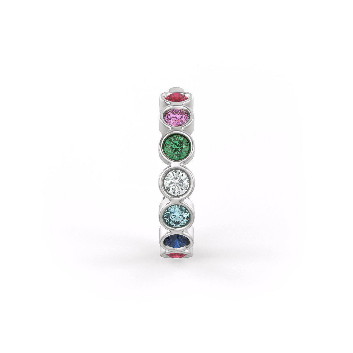 Ruby Sapphire Diamond Hoop Earrings