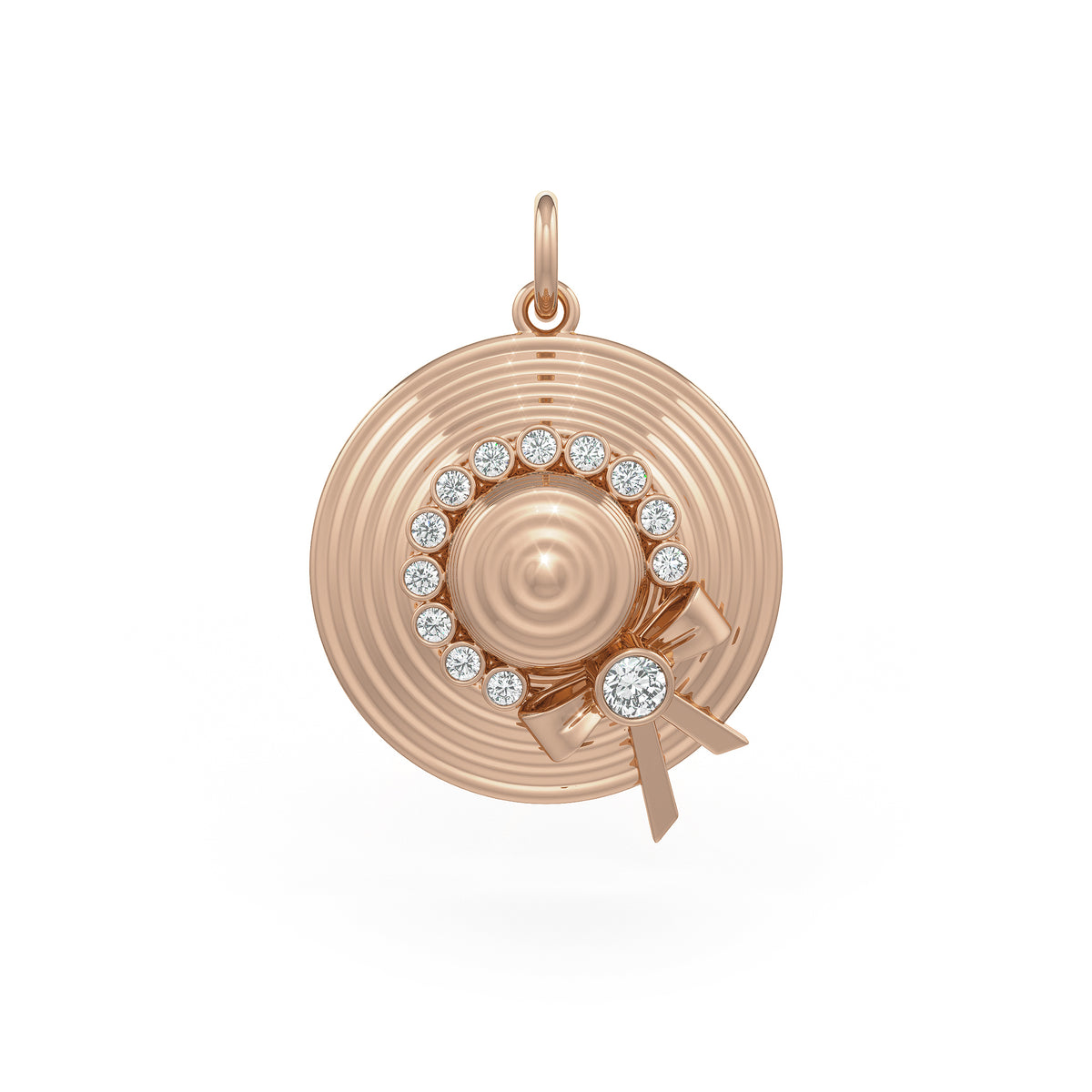 Diamond Charm Hat in 18ct Rose Gold Jane Austen Homage Gold Pendant