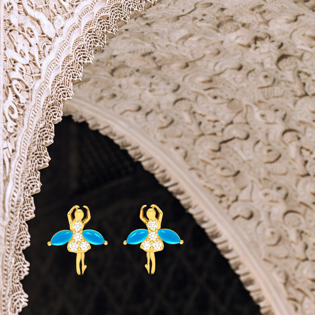 Diamond Aquamarine Earrings Yellow Gold