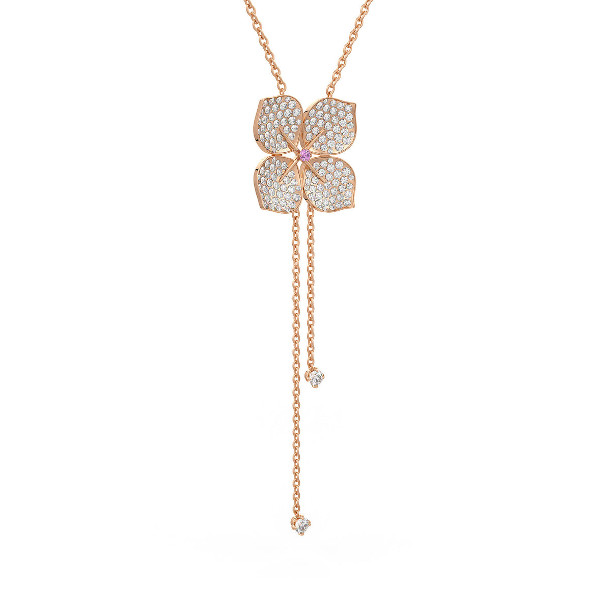 Diamond Necklace Hydrangea Flower 1.80ct 18ct Rose Gold