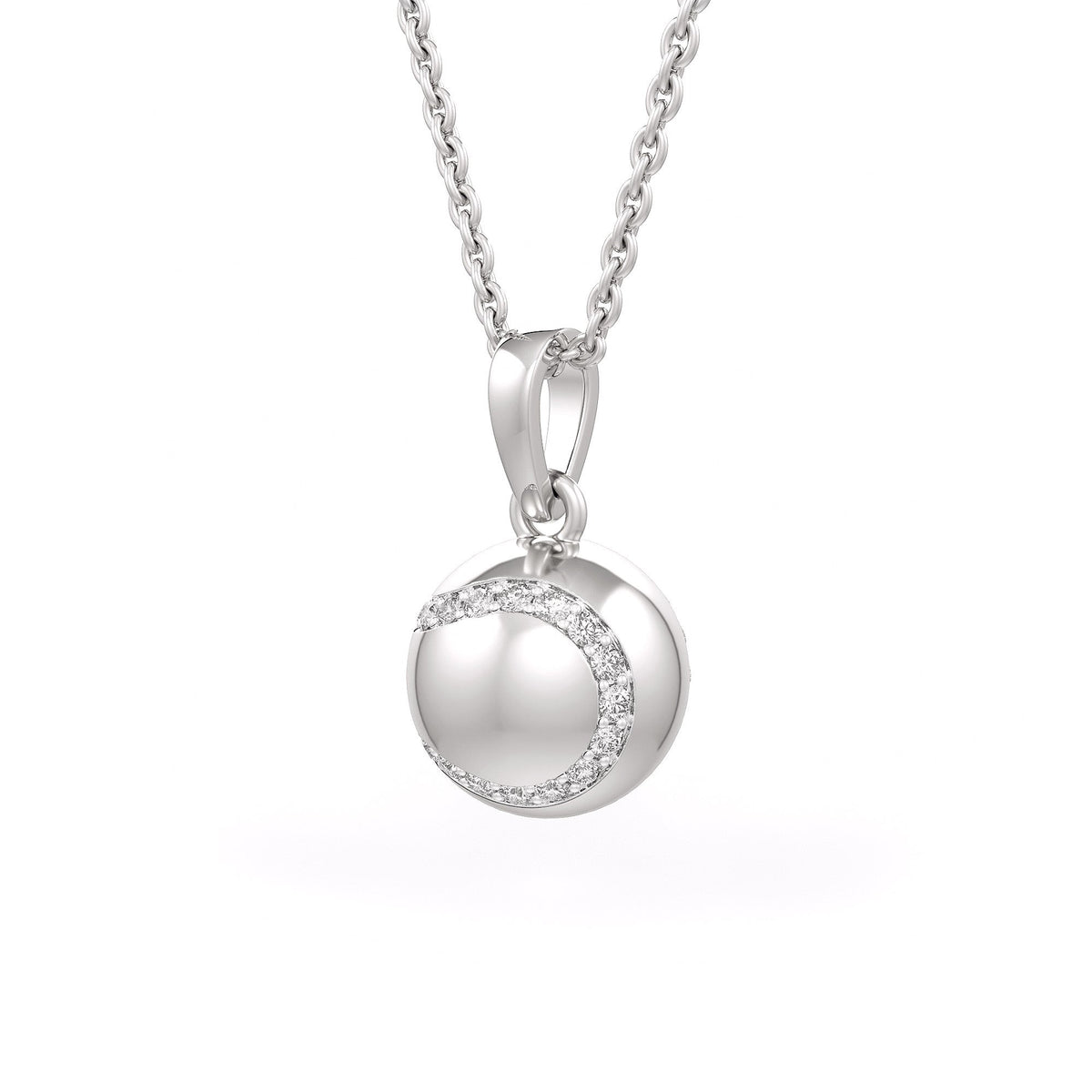 Diamond Tennis Ball Pendant in White Gold 0.25ct (without chain)