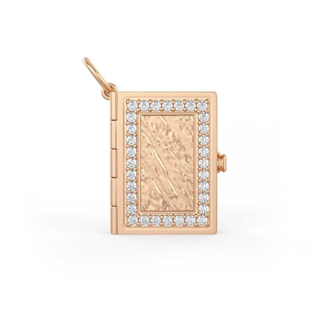 literary inspired diamond locket 
pendant