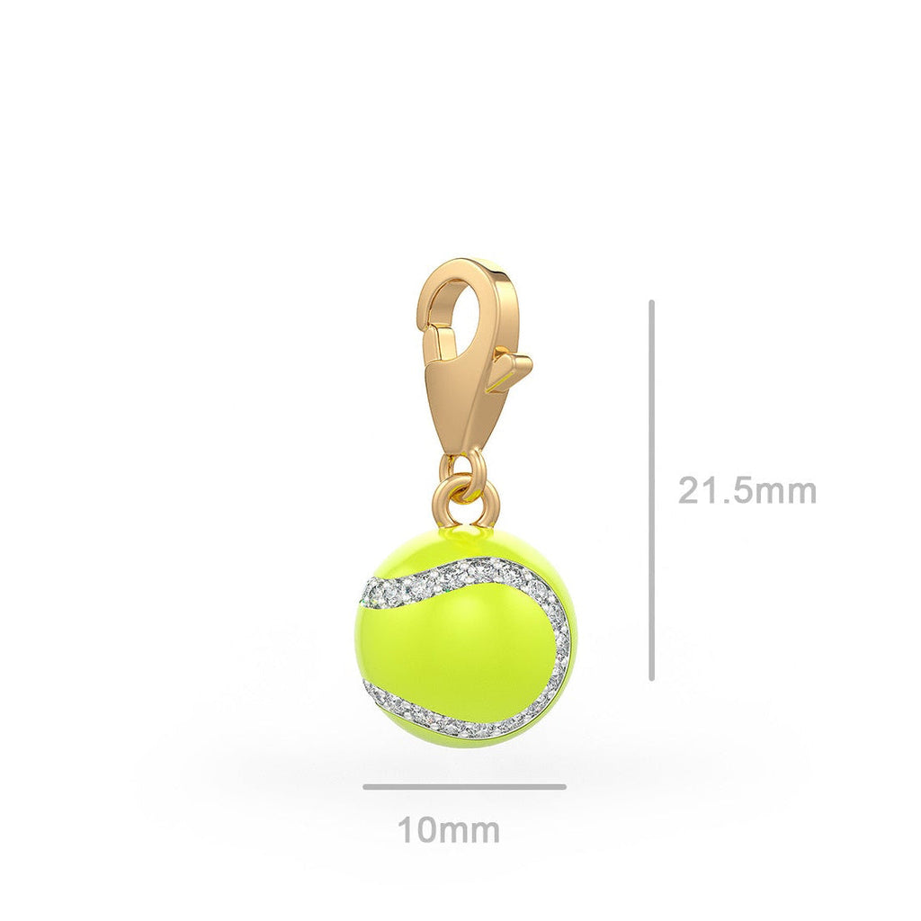 Diamond Tennis Ball Charm 0.25ct in Rose Gold Enamel