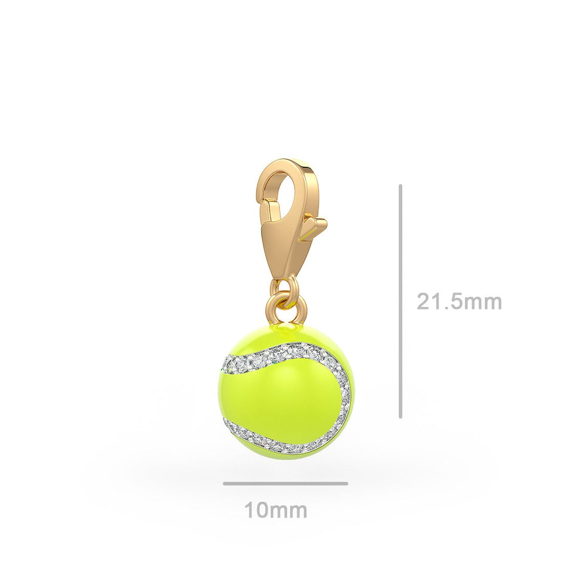 Diamond Tennis Ball Charm 0.25ct in Rose Gold Enamel