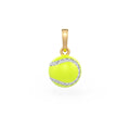 Diamond Tennis Ball Pendant in Yellow Gold 0.25ct (without chain) with Enamel