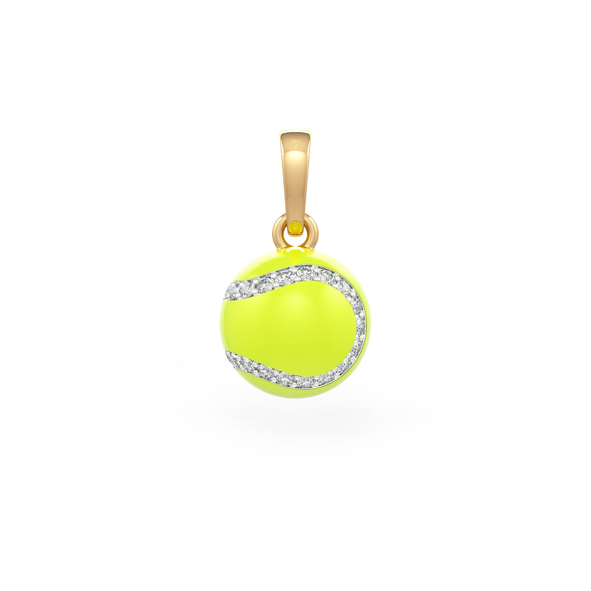 Diamond Tennis Ball Pendant in Yellow Gold 0.25ct (without chain) with Enamel
