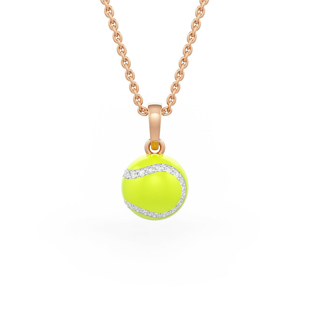 Diamond Tennis Ball Pendant in Rose Gold 0.25ct (without chain) with Enamel