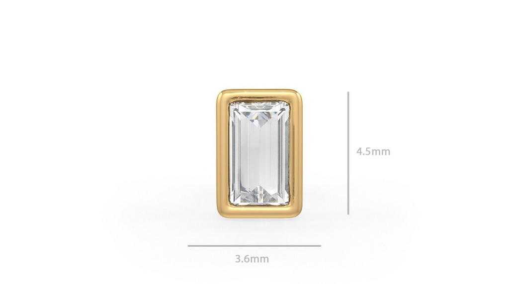 Diamond nose stud with size reference