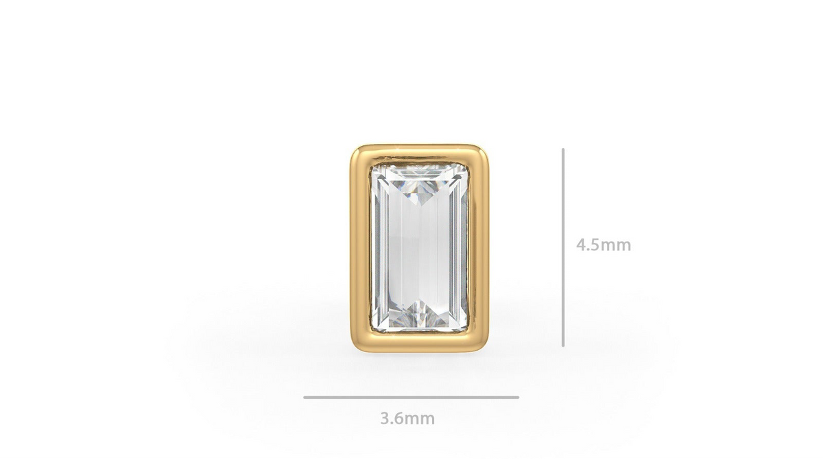 Diamond nose stud with size reference