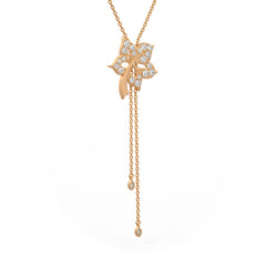 1ct Diamond Necklace in 18ct Rose Gold Lariat Style Chain Flower Garden Time Capsule