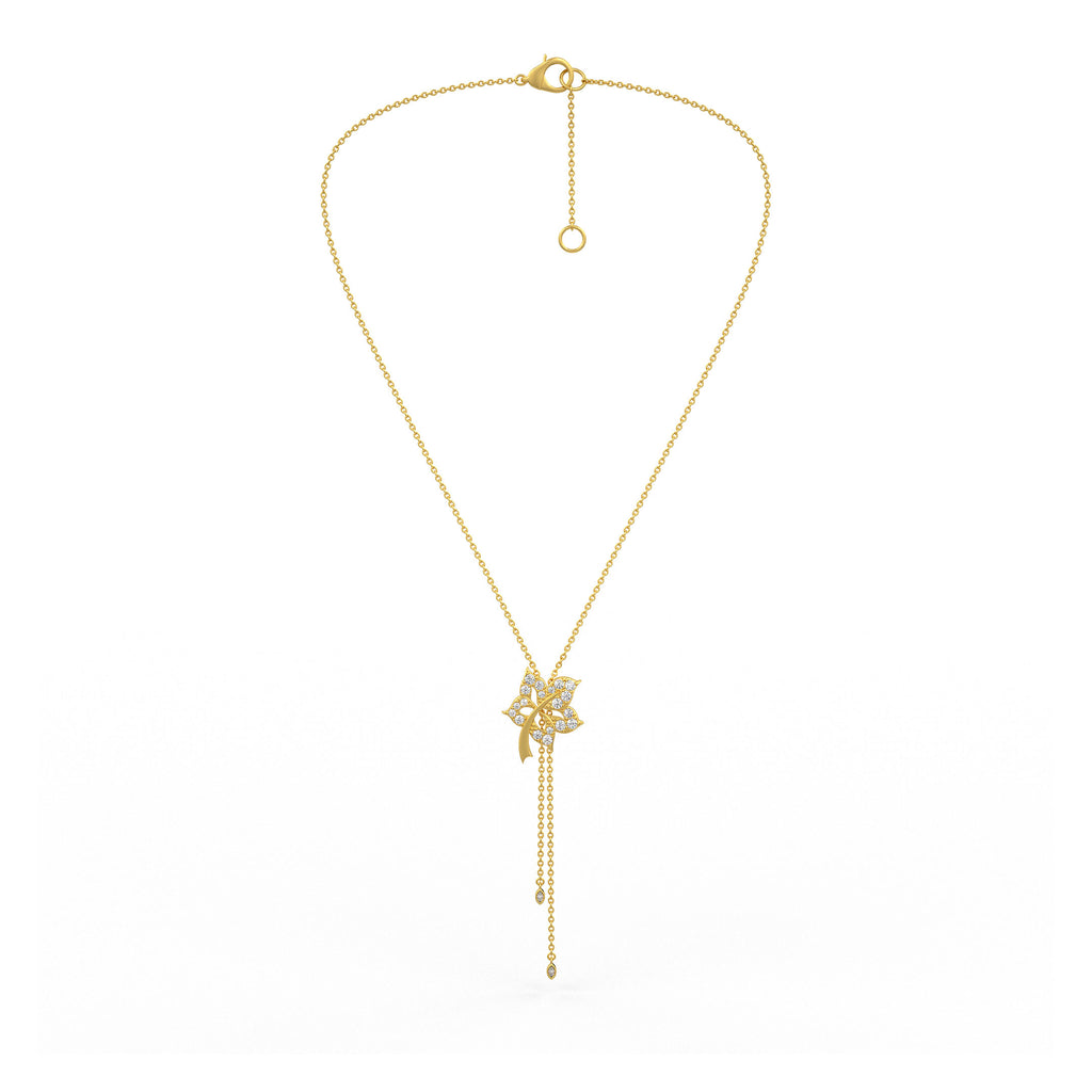 Time Capsule Flower Lariat Diamond Necklace in 18K Yellow Gold