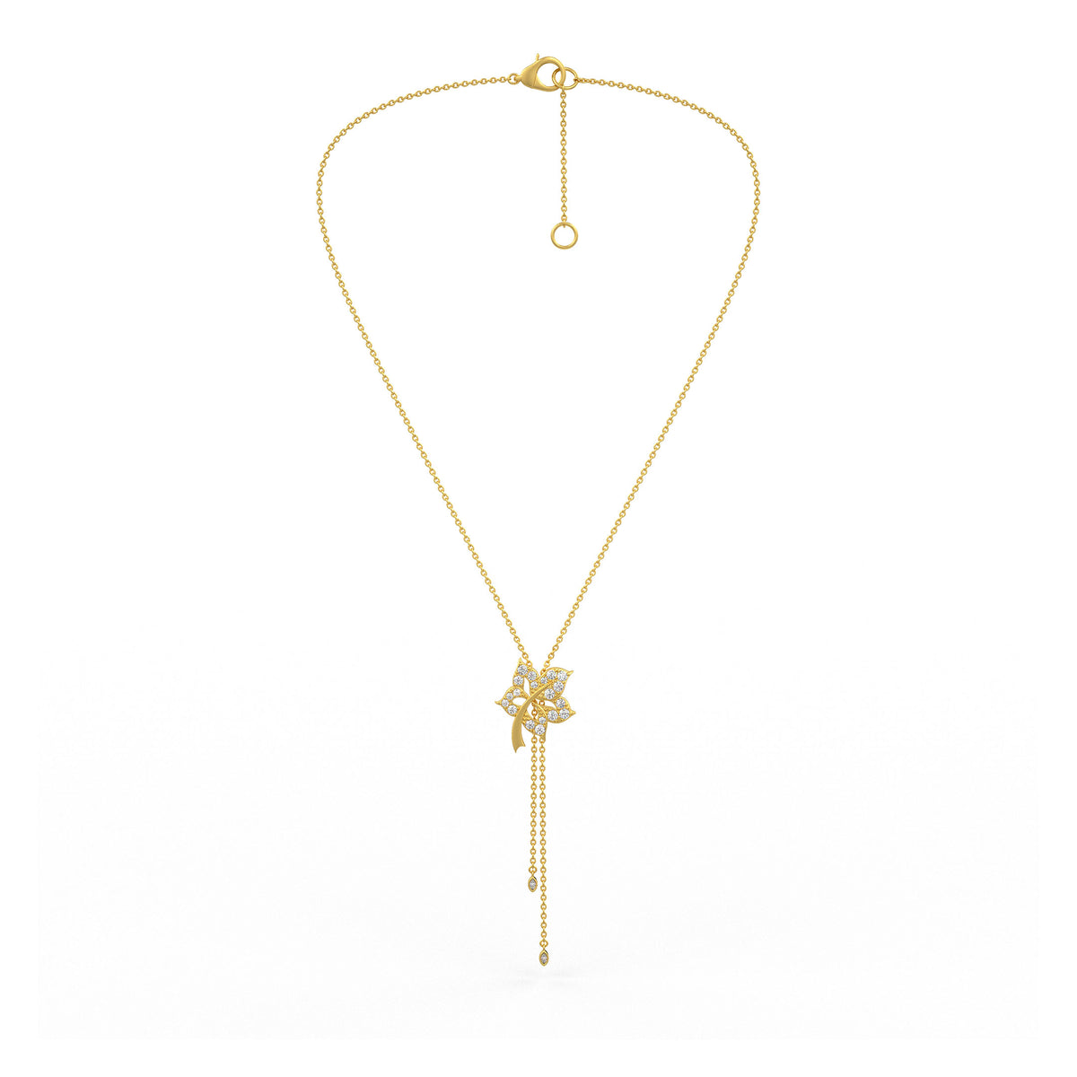 Time Capsule Flower Lariat Diamond Necklace in 18K Yellow Gold