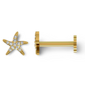 18ct yellow gold starfish diamond nose stud