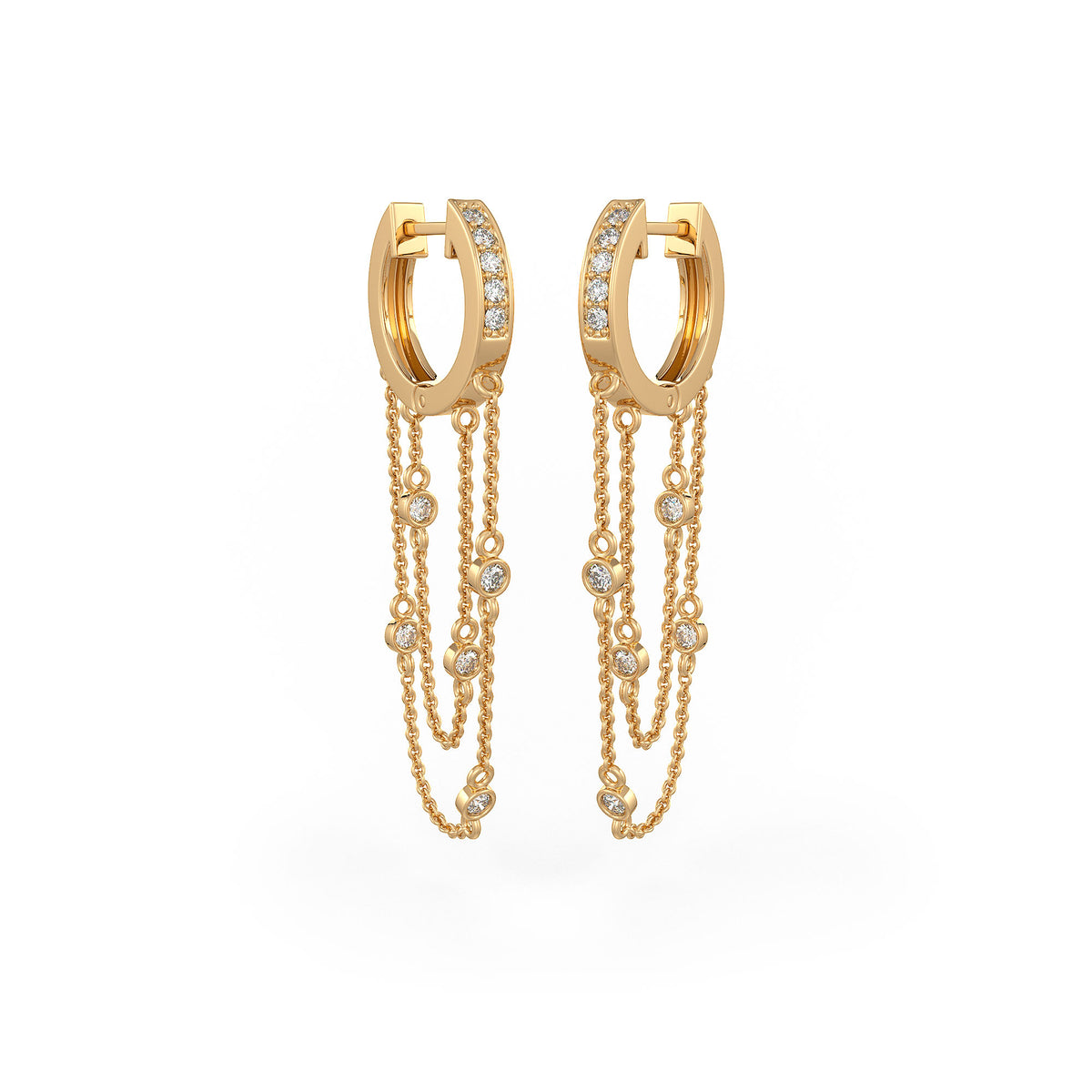 Double chain eternity hoops gold