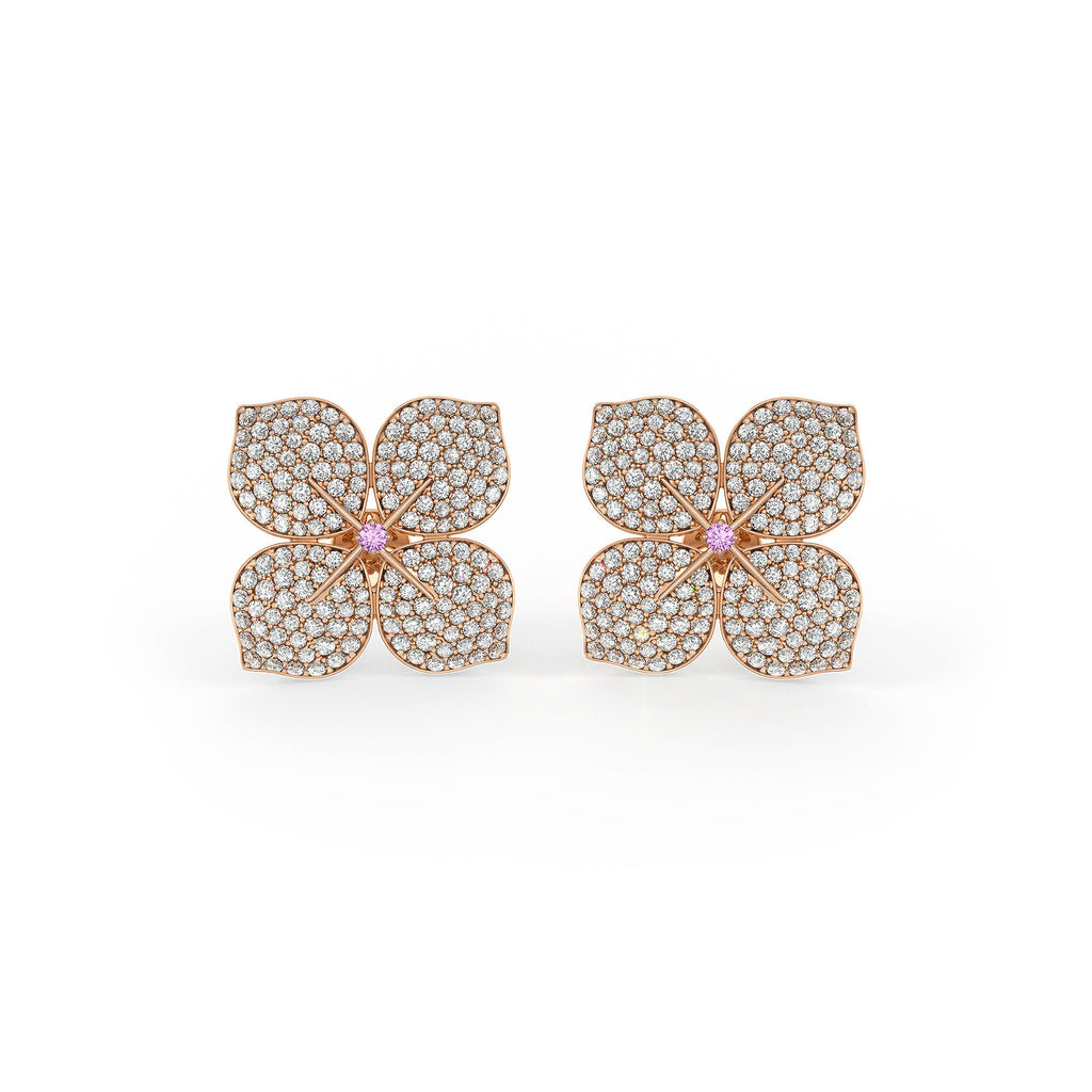Luxury hydrangea diamond earrings