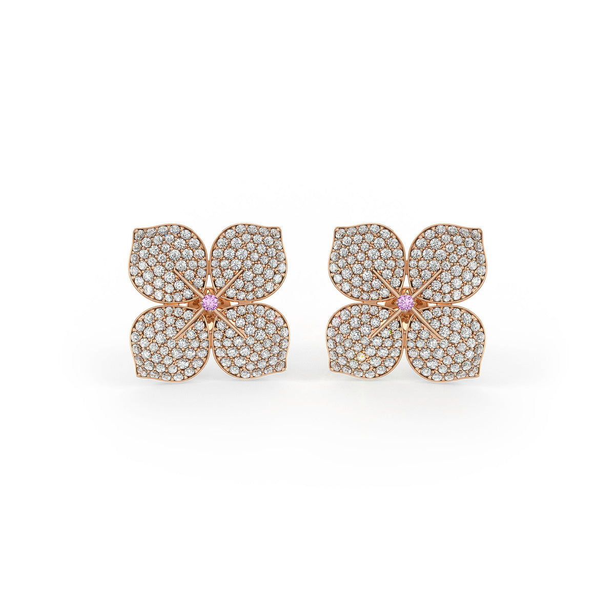 Luxury hydrangea diamond earrings