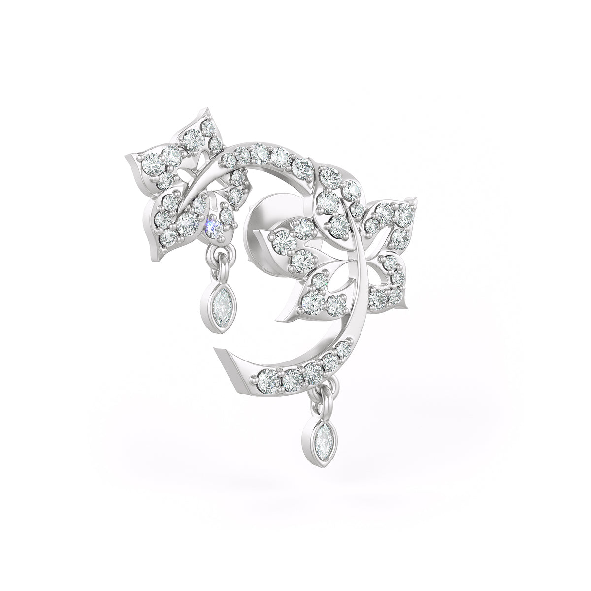 Boucles d'oreilles puces en forme de fleur serties de diamants de 0,52 ct
