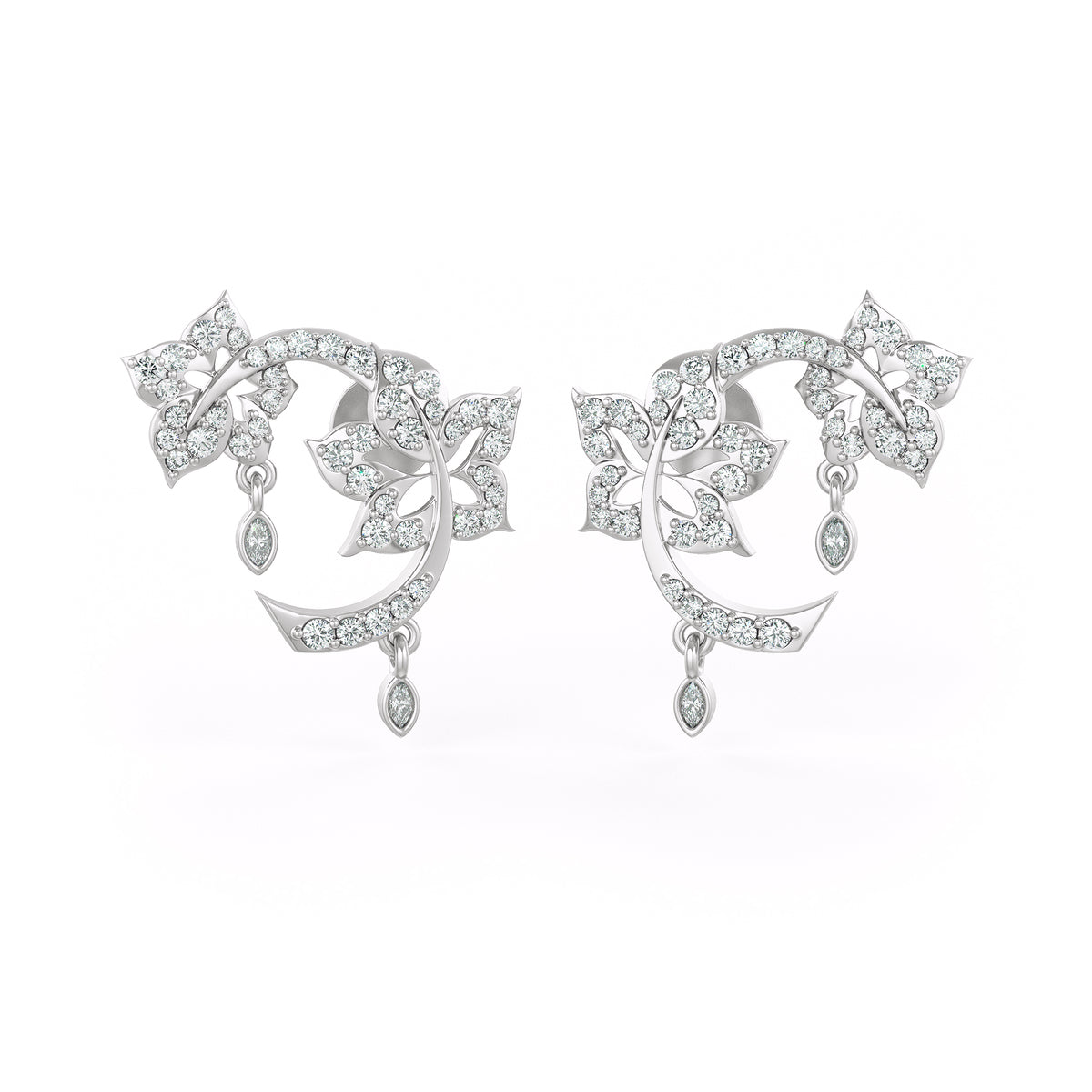 Boucles d'oreilles puces en forme de fleur serties de diamants de 0,52 ct