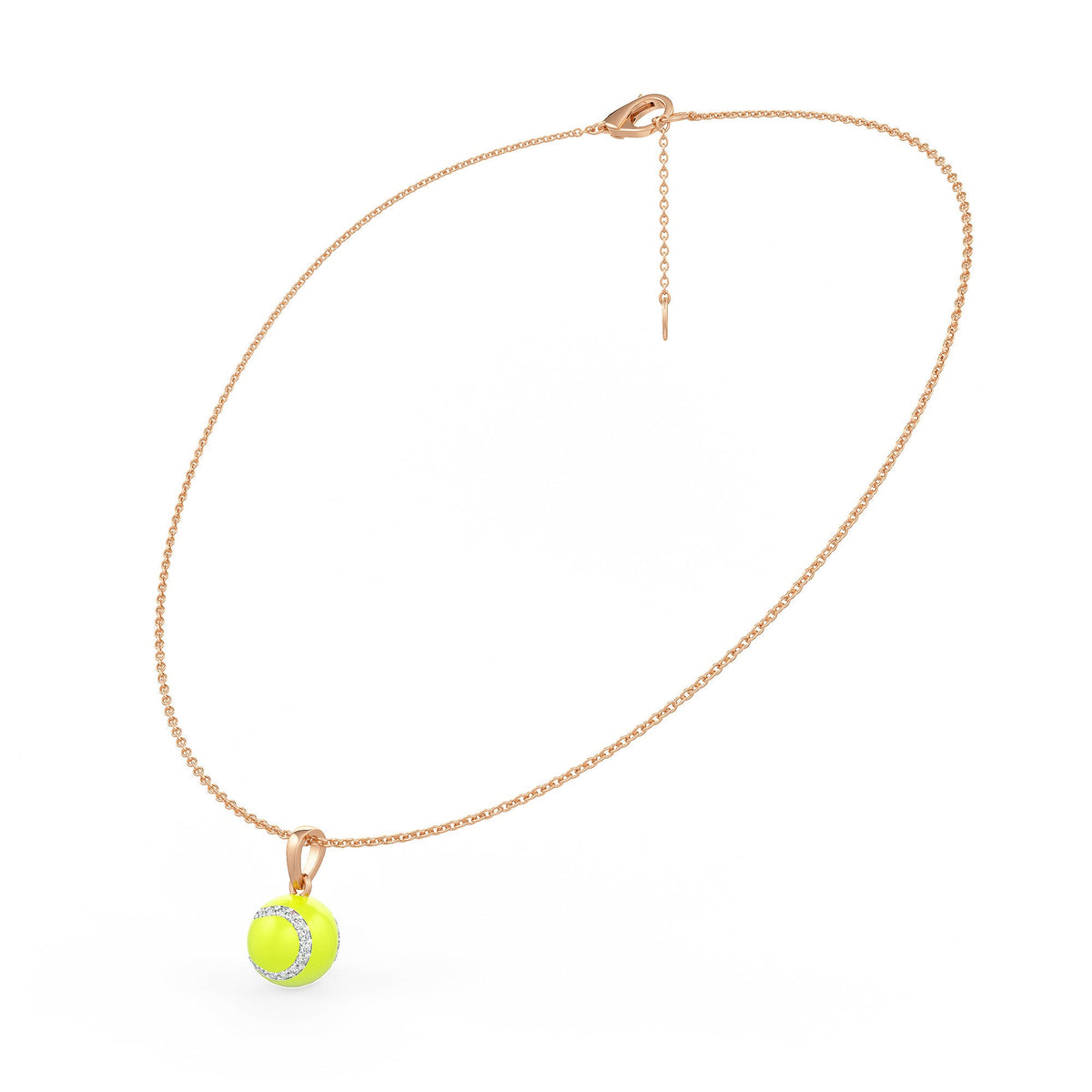 Diamond Tennis Ball Pendant in Rose Gold 0.25ct (without chain) with Enamel