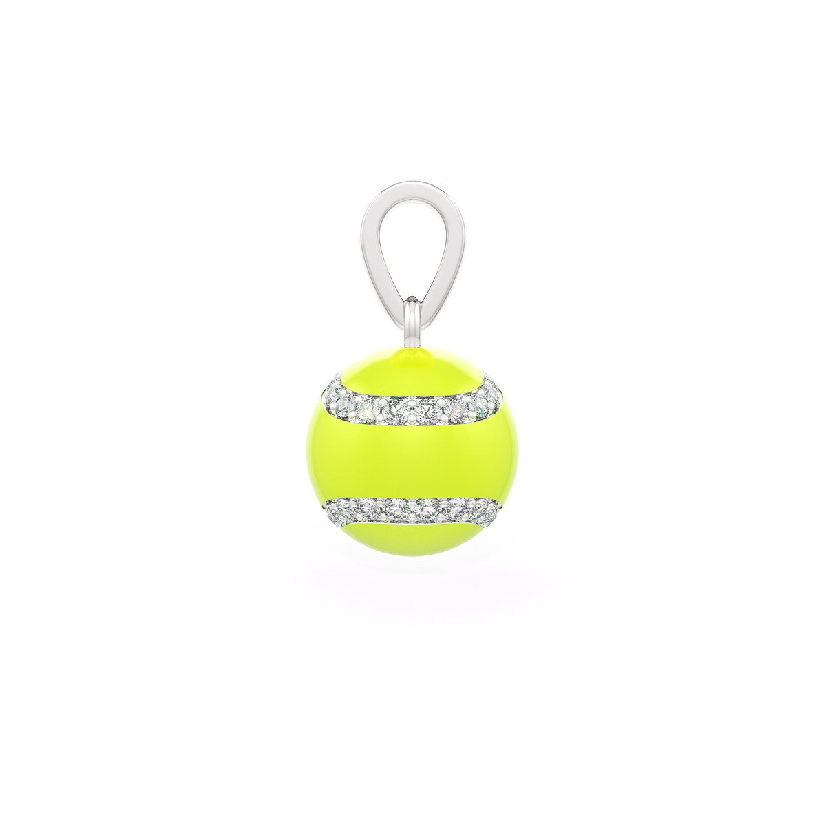 Diamond Tennis Ball Pendant in White Gold 0.25ct (without chain) with Enamel