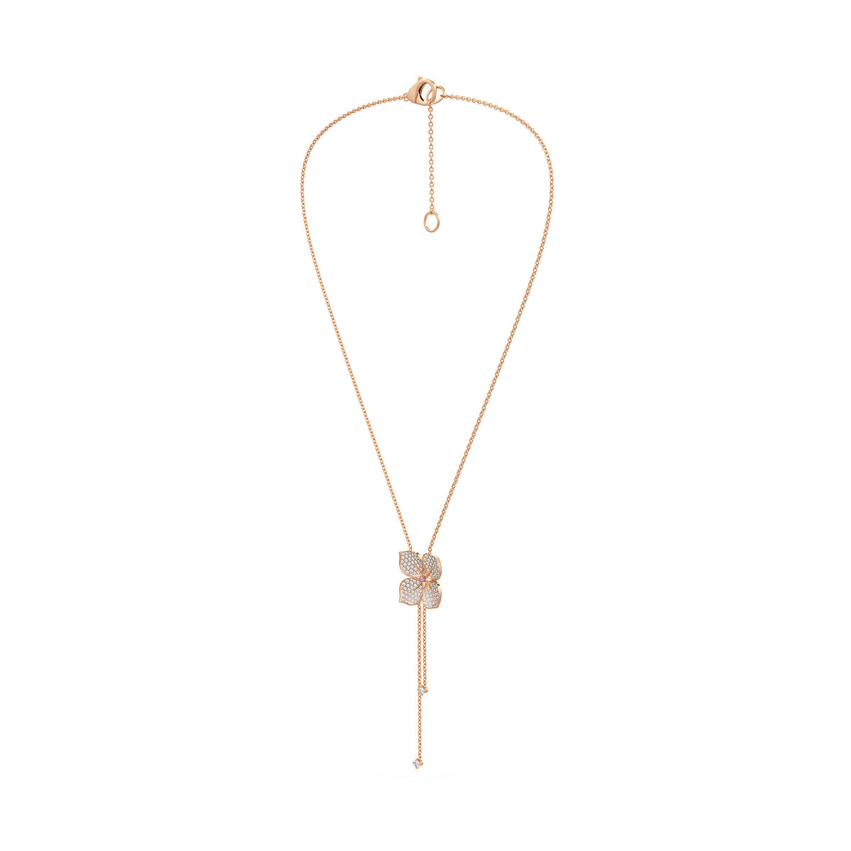 Collier en or rose 18 carats avec diamants et fleur d'hortensia (1,80 ct).