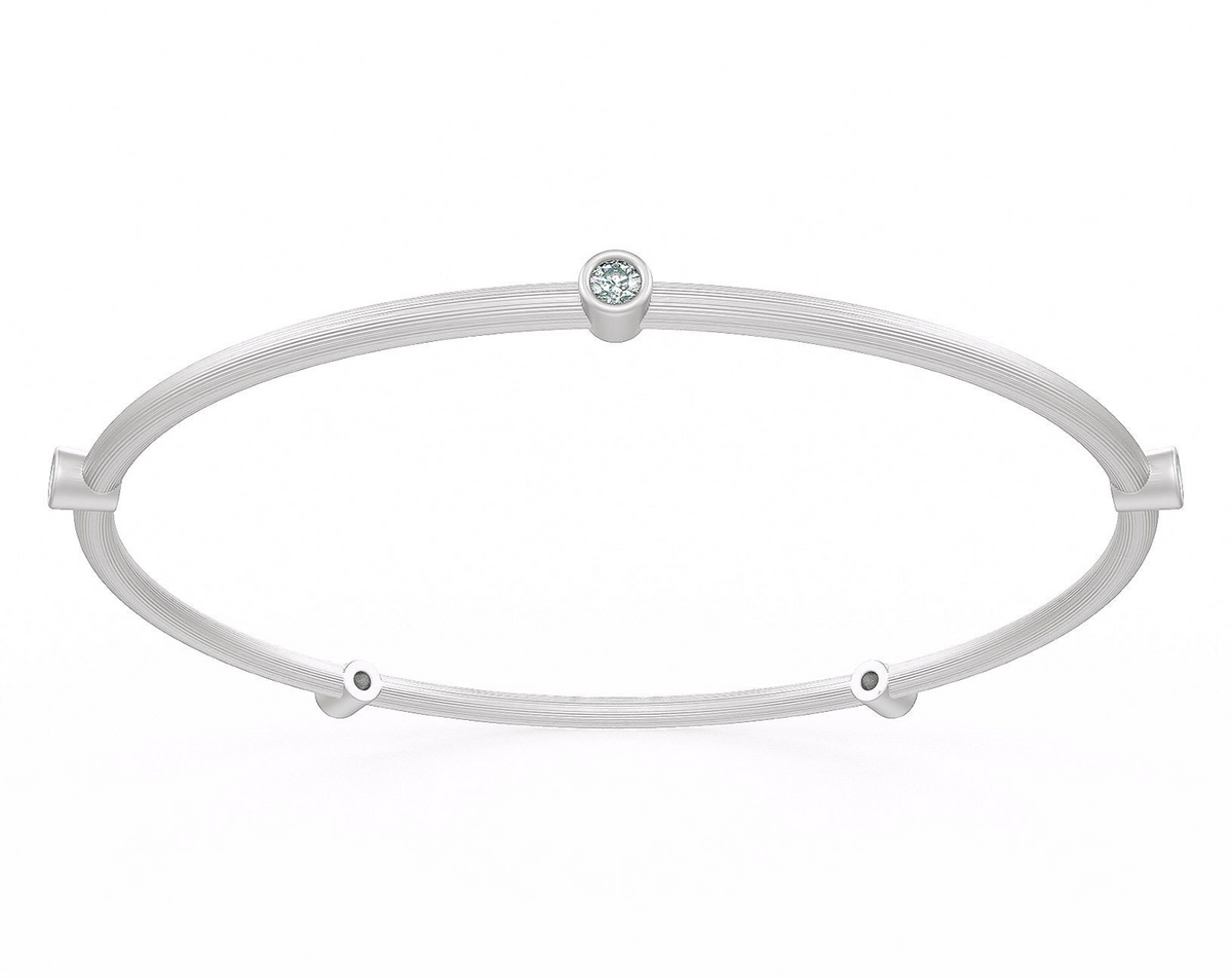 Bracelet jonc éternité Forever en or blanc serti d'un diamant de 0,51 ct
