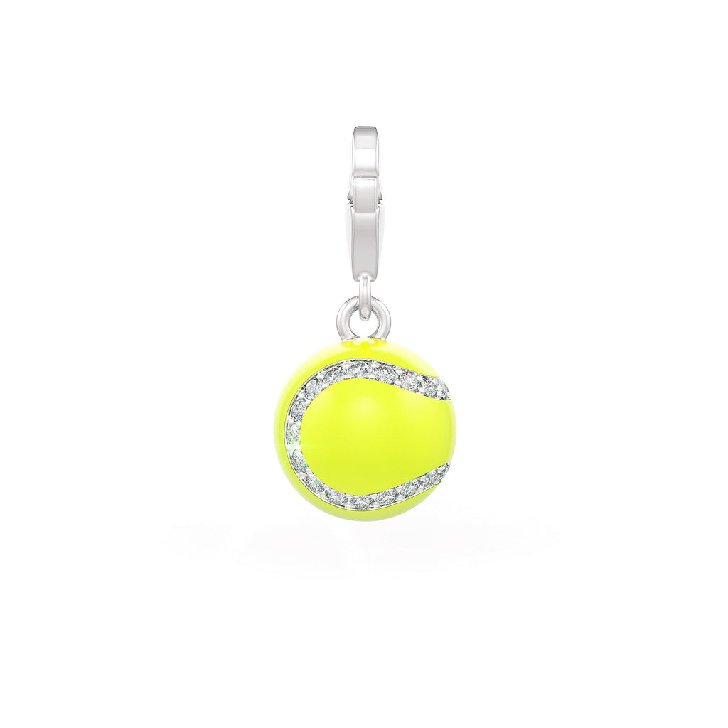 Tennis ball charm with silver base in 0.25ct
