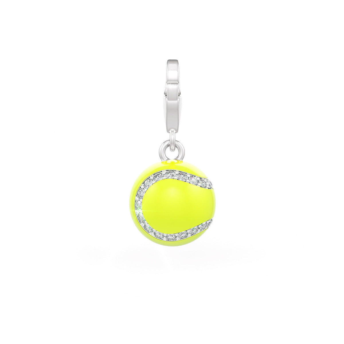 Tennis ball charm with silver base in 0.25ct